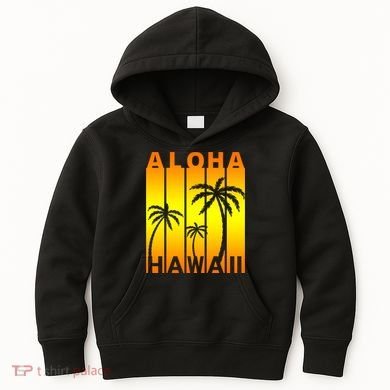 Aloha Hawaii Sunset Palm Trees Kids Hoodie