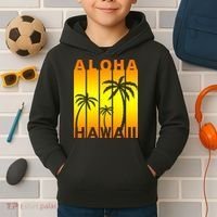 Aloha Hawaii Sunset Palm Trees Kids Hoodie thumb 2