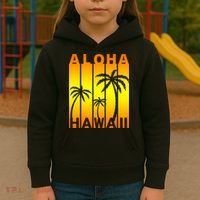 Aloha Hawaii Sunset Palm Trees Kids Hoodie thumb 3