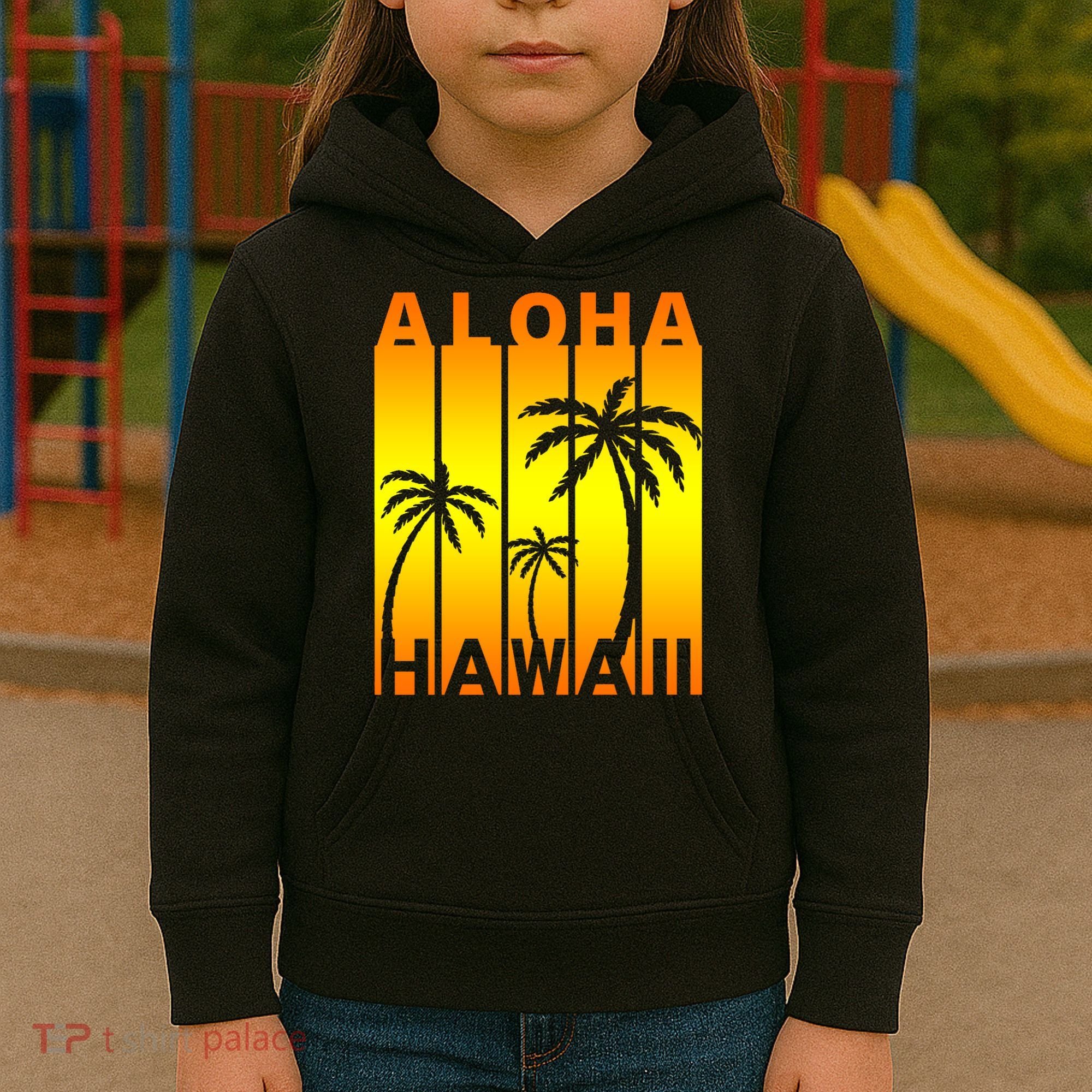 Aloha Hawaii Sunset Palm Trees Kids Hoodie