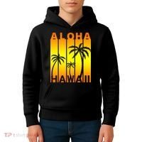Aloha Hawaii Sunset Palm Trees Kids Hoodie thumb 4