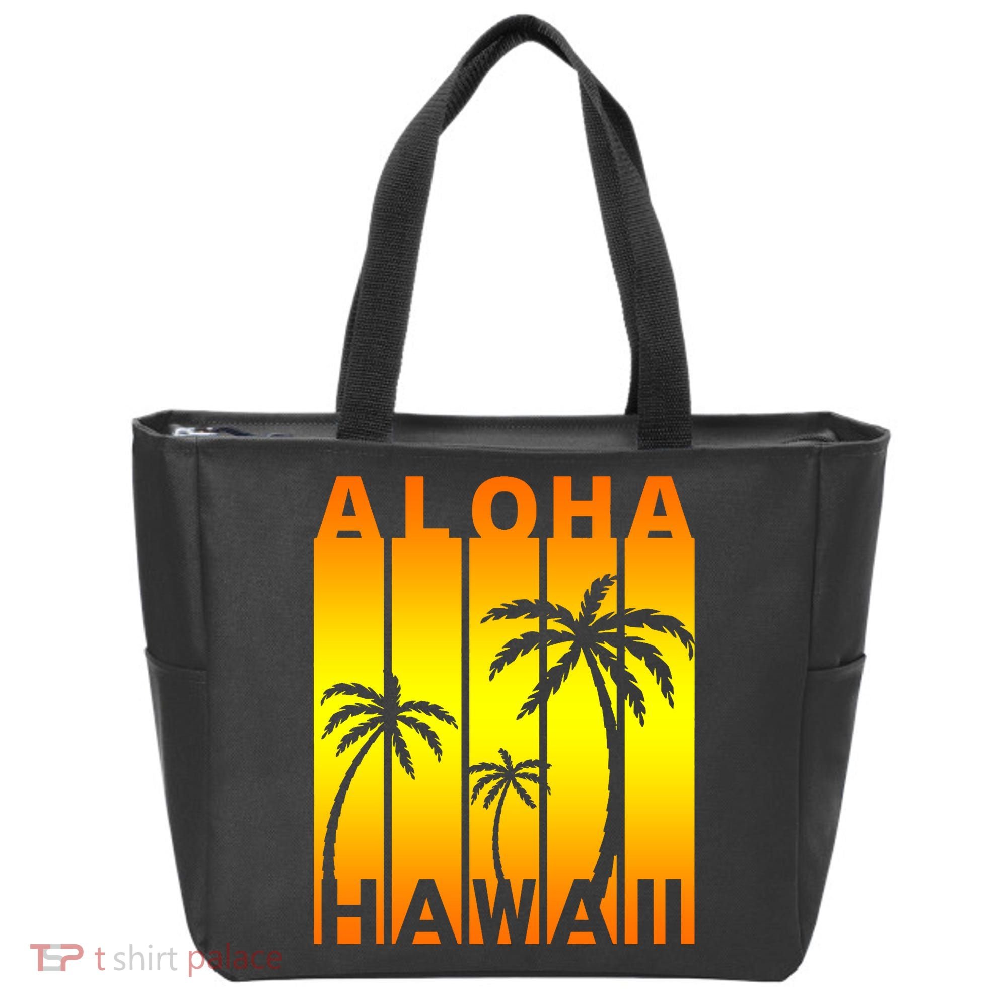 Aloha Hawaii Sunset Palm Trees Tote Bag