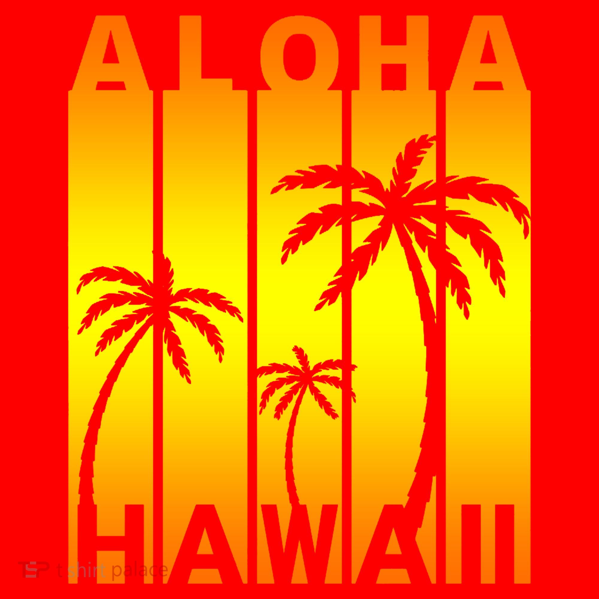 Aloha Hawaii Sunset Palm Trees Santa Hat