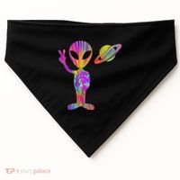 Alien Hippie Saturn Silhouette I Aliens Ufo Roswell Tie Dye USA-Made Doggie Bandana thumb 0