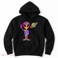 Alien Hippie Saturn Silhouette I Aliens Ufo Roswell Tie Dye Hoodie thumb 0