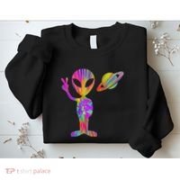 Alien Hippie Saturn Silhouette I Aliens Ufo Roswell Tie Dye Sweatshirt thumb 2