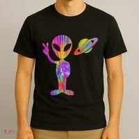 Alien Hippie Saturn Silhouette I Aliens Ufo Roswell Tie Dye T-Shirt thumb 3