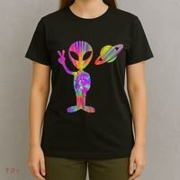 Alien Hippie Saturn Silhouette I Aliens Ufo Roswell Tie Dye T-Shirt thumb 4
