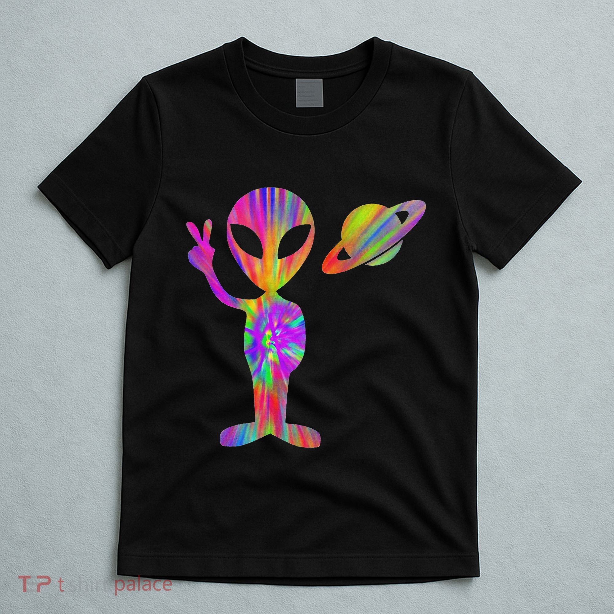 Alien Hippie Saturn Silhouette I Aliens Ufo Roswell Tie Dye T-Shirt