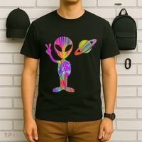 Alien Hippie Saturn Silhouette I Aliens Ufo Roswell Tie Dye T-Shirt thumb 6