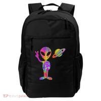 Alien Hippie Saturn Silhouette I Aliens Ufo Roswell Tie Dye Backpack thumb 0