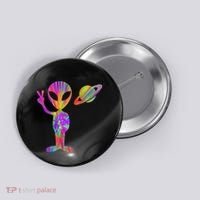 Alien Hippie Saturn Silhouette I Aliens Ufo Roswell Tie Dye Button thumb 0