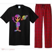 Alien Hippie Saturn Silhouette I Aliens Ufo Roswell Tie Dye Pajama Set thumb 0