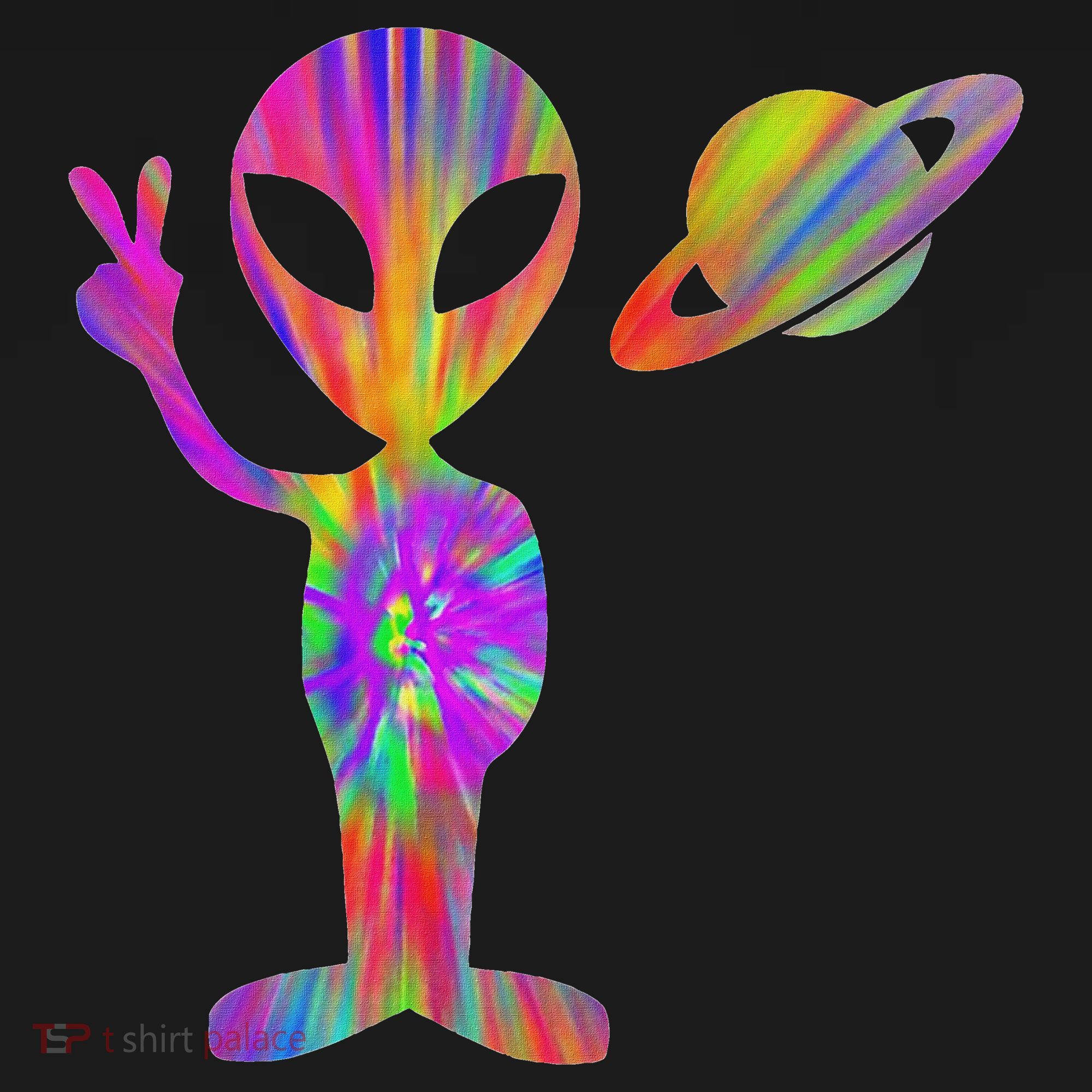 Alien Hippie Saturn Silhouette I Aliens Ufo Roswell Tie Dye Women's Hoodie