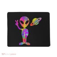 Alien Hippie Saturn Silhouette I Aliens Ufo Roswell Tie Dye Mousepad thumb 0