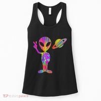 Alien Hippie Saturn Silhouette I Aliens Ufo Roswell Tie Dye Women's Tank Top thumb 0