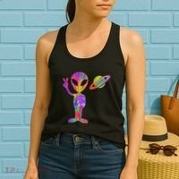 Alien Hippie Saturn Silhouette I Aliens Ufo Roswell Tie Dye Women's Tank Top thumb 2