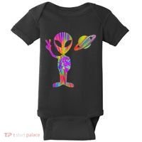 Alien Hippie Saturn Silhouette I Aliens Ufo Roswell Tie Dye Baby Bodysuit thumb 0