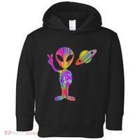 Alien Hippie Saturn Silhouette I Aliens Ufo Roswell Tie Dye Toddler Hoodie thumb 0