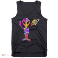 Alien Hippie Saturn Silhouette I Aliens Ufo Roswell Tie Dye Tank Top thumb 0