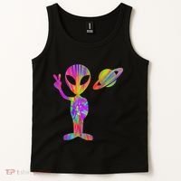 Alien Hippie Saturn Silhouette I Aliens Ufo Roswell Tie Dye Tank Top thumb 2