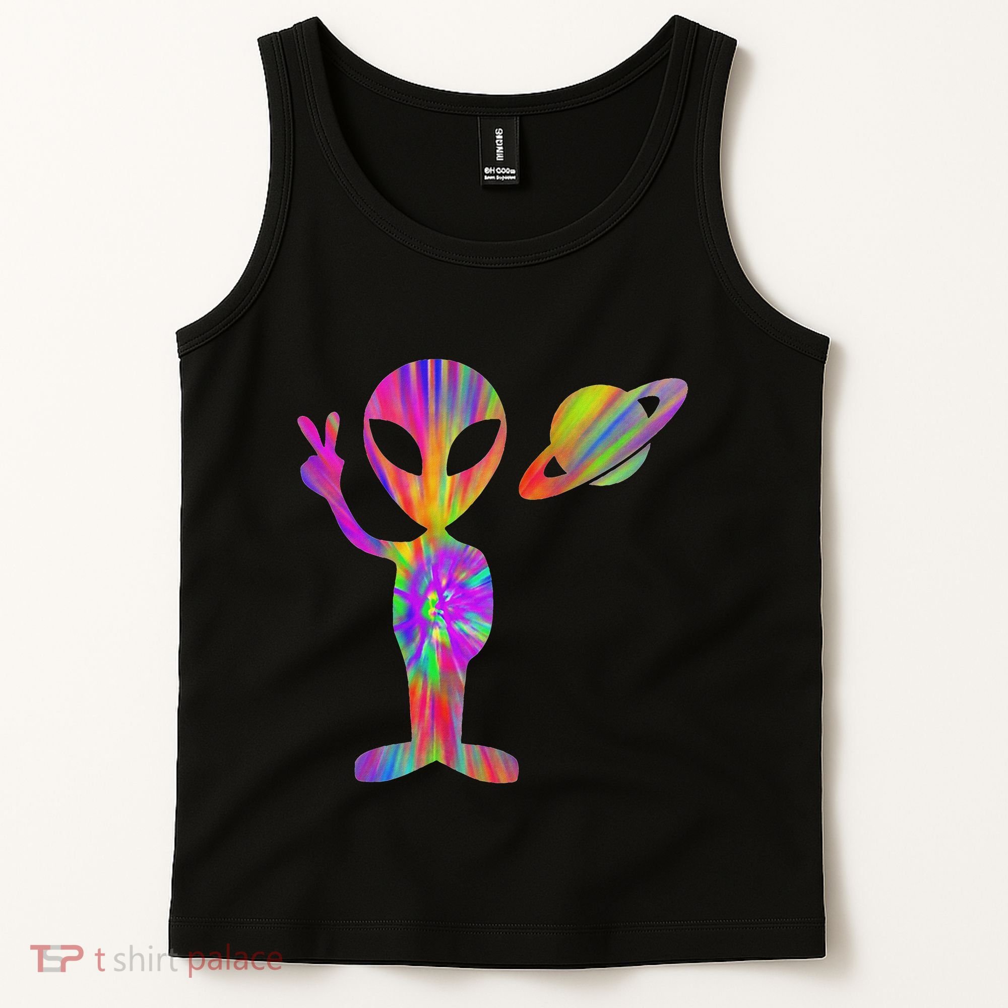 Alien Hippie Saturn Silhouette I Aliens Ufo Roswell Tie Dye Tank Top