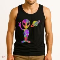 Alien Hippie Saturn Silhouette I Aliens Ufo Roswell Tie Dye Tank Top thumb 3