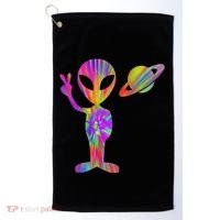 Alien Hippie Saturn Silhouette I Aliens Ufo Roswell Tie Dye Golf Towel thumb 0