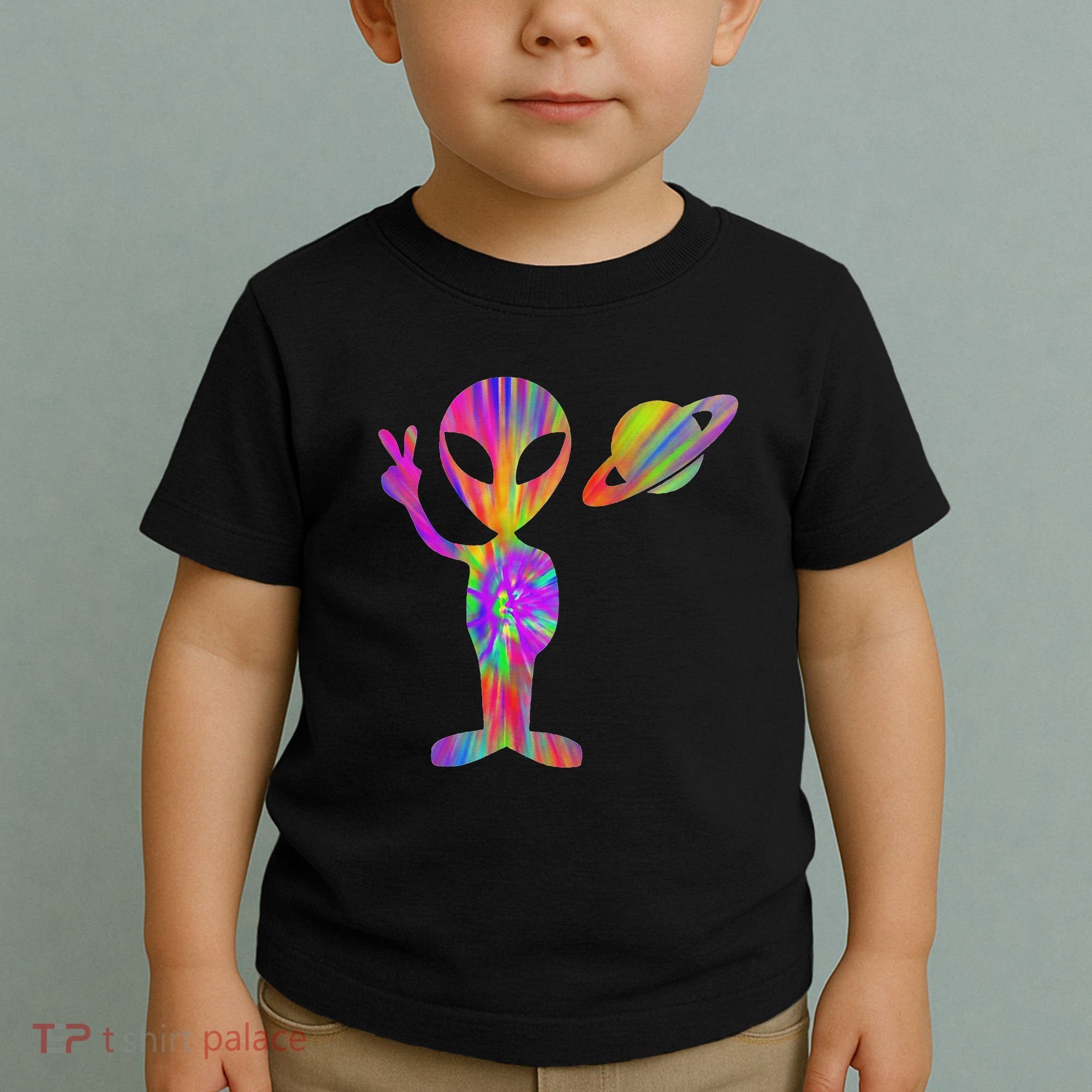 Alien Hippie Saturn Silhouette I Aliens Ufo Roswell Tie Dye Toddler T-Shirt