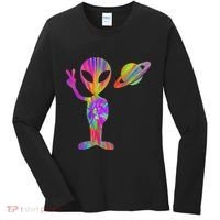 Alien Hippie Saturn Silhouette I Aliens Ufo Roswell Tie Dye Women's Long Sleeve Shirt thumb 0