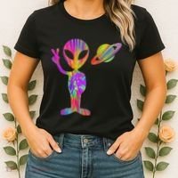 Alien Hippie Saturn Silhouette I Aliens Ufo Roswell Tie Dye Women's T-Shirt thumb 2