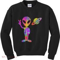 Alien Hippie Saturn Silhouette I Aliens Ufo Roswell Tie Dye Kids Sweatshirt thumb 0