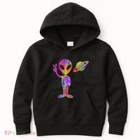 Alien Hippie Saturn Silhouette I Aliens Ufo Roswell Tie Dye Kids Hoodie thumb 0