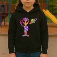 Alien Hippie Saturn Silhouette I Aliens Ufo Roswell Tie Dye Kids Hoodie thumb 3