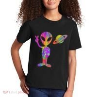 Alien Hippie Saturn Silhouette I Aliens Ufo Roswell Tie Dye Kids T-Shirt thumb 2