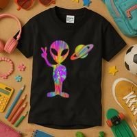 Alien Hippie Saturn Silhouette I Aliens Ufo Roswell Tie Dye Kids T-Shirt thumb 3