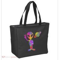 Alien Hippie Saturn Silhouette I Aliens Ufo Roswell Tie Dye Tote Bag thumb 2