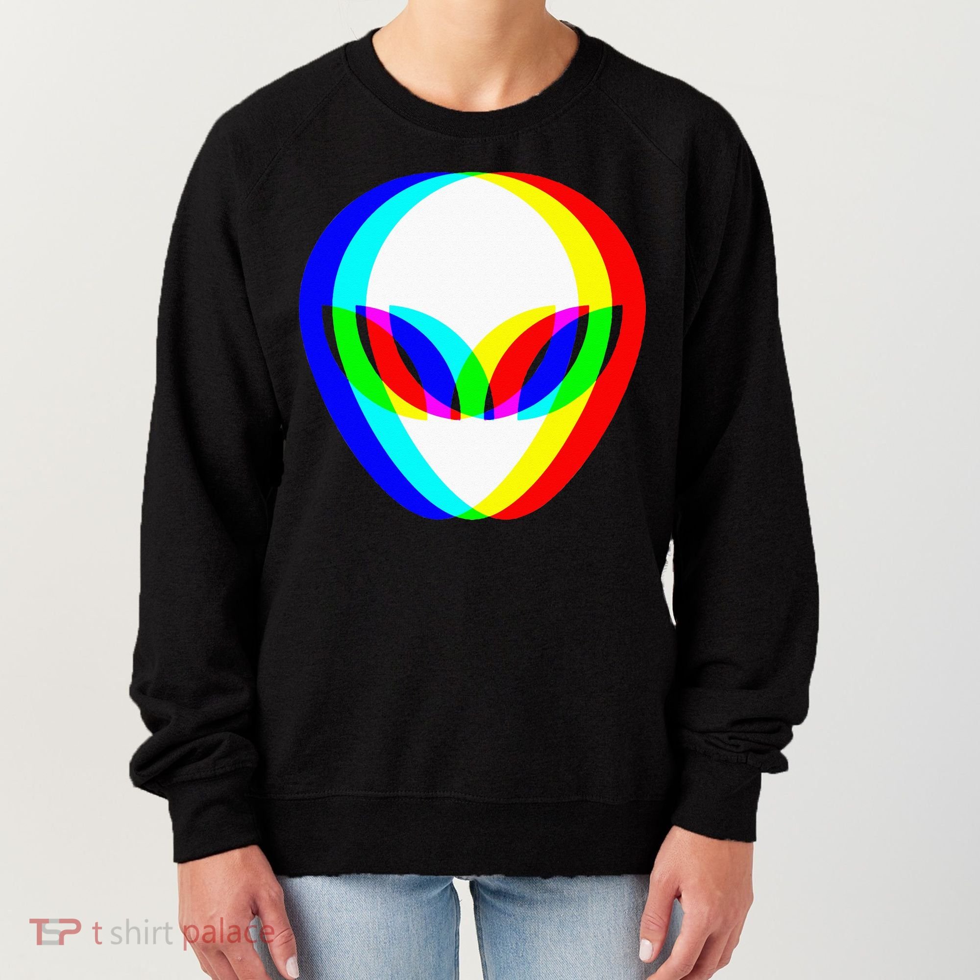 Alien Head Trippy Vaporwave Techno Rave EDM Music Festival Women's Sweatshirt