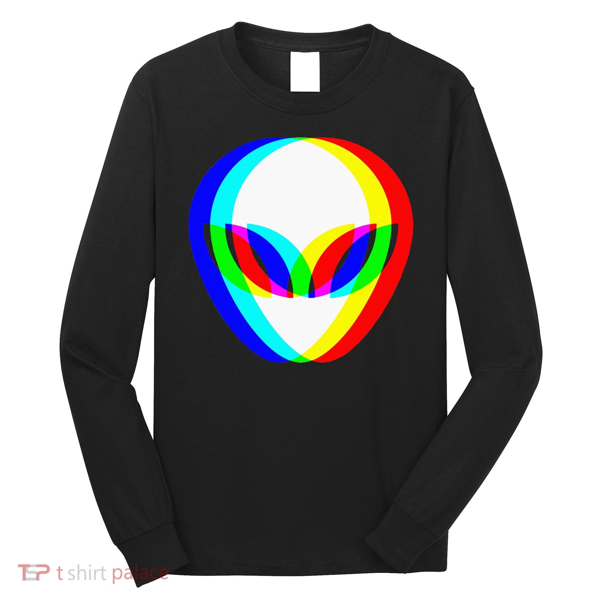 Alien Head Trippy Vaporwave Techno Rave EDM Music Festival Long Sleeve Shirt