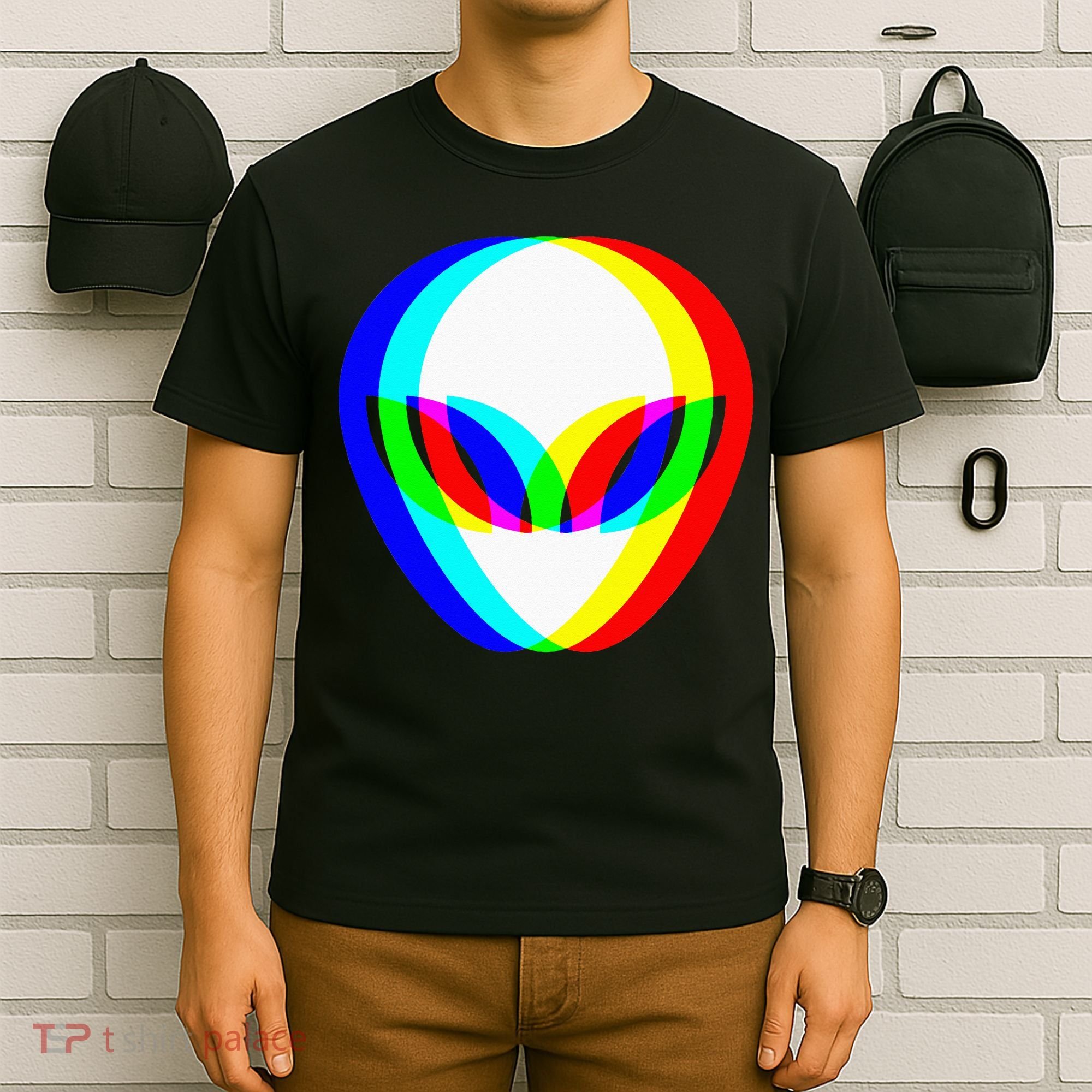 Alien Head Trippy Vaporwave Techno Rave EDM Music Festival T-Shirt