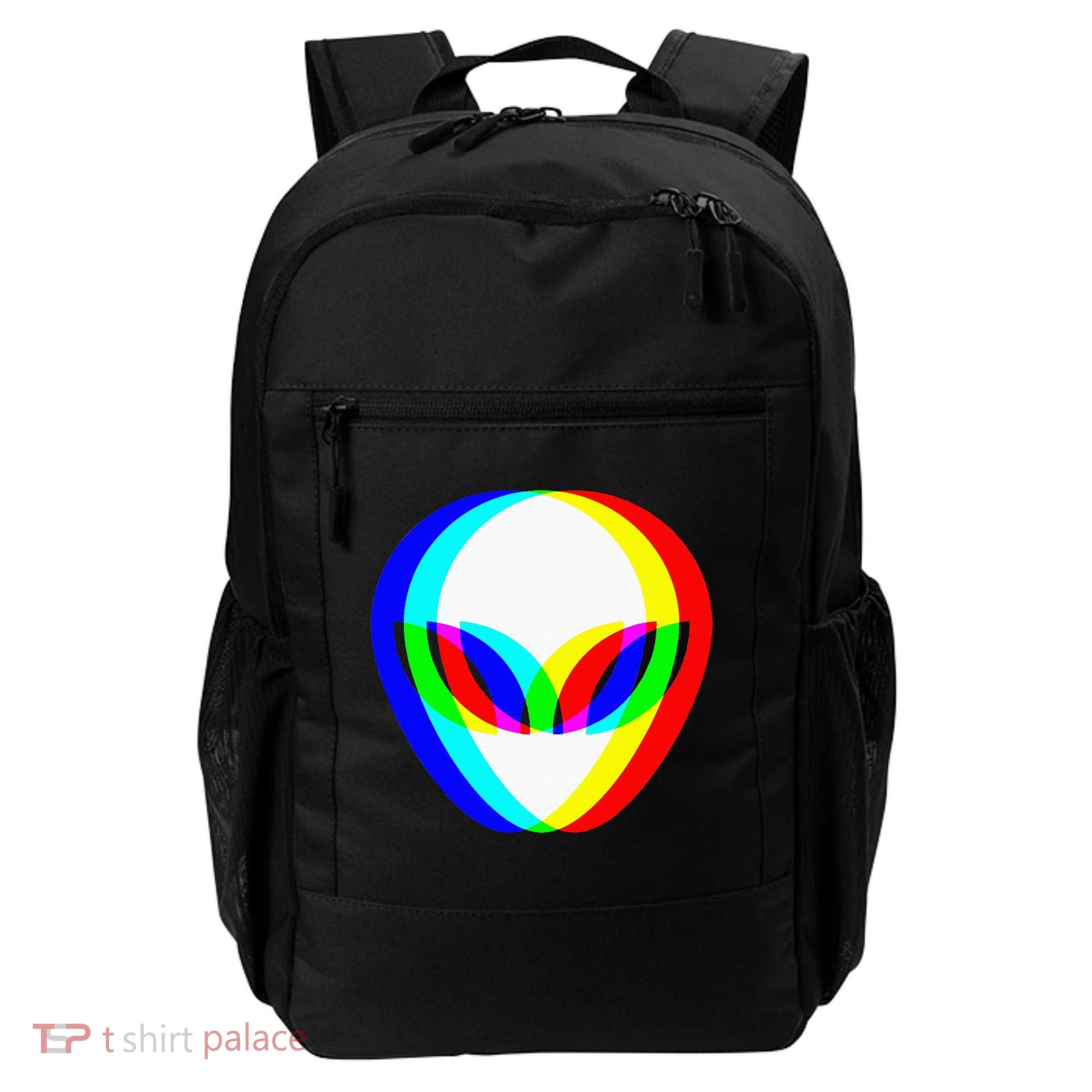 Alien Head Trippy Vaporwave Techno Rave EDM Music Festival Backpack