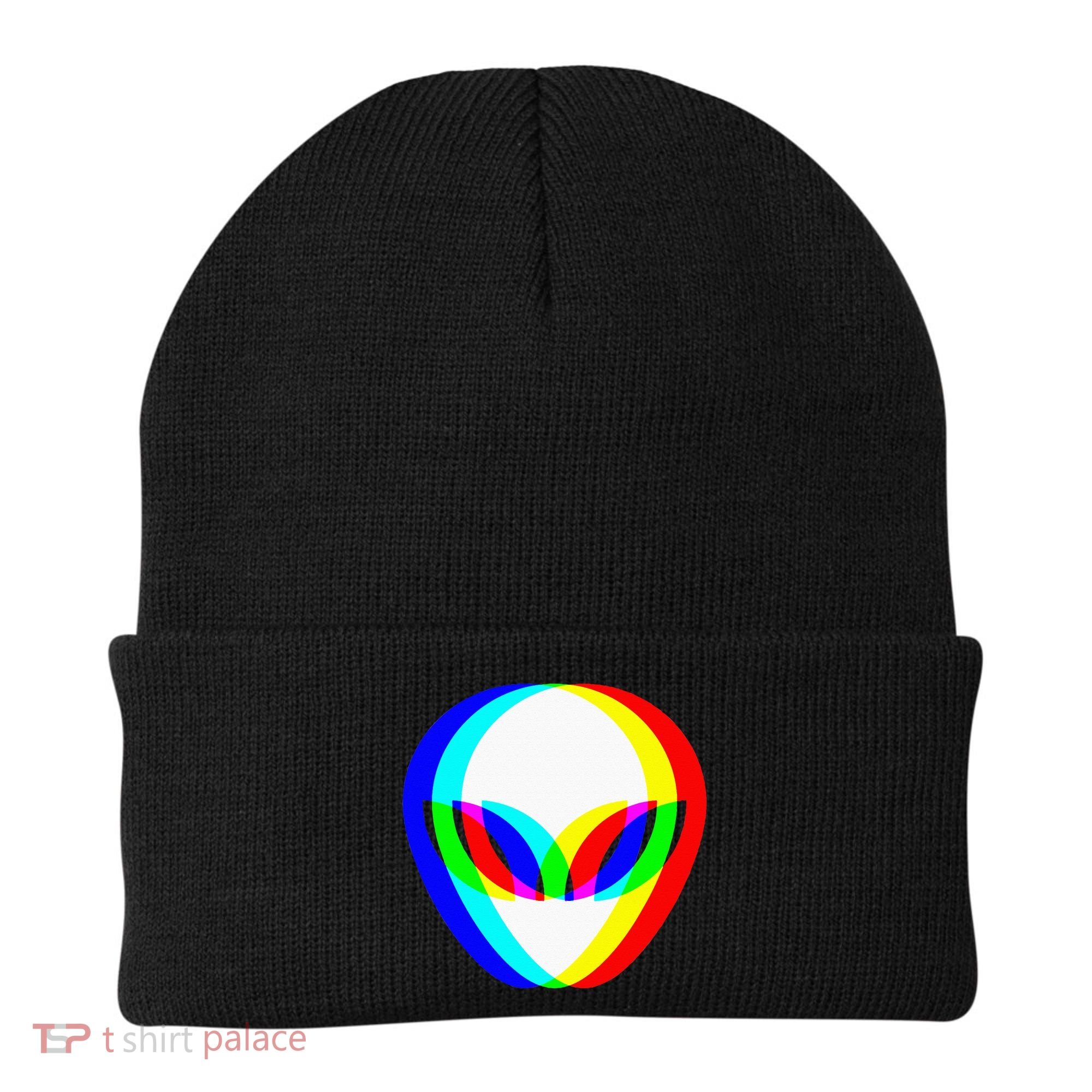 Alien Head Trippy Vaporwave Techno Rave EDM Music Festival Beanie