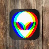 Alien Head Trippy Vaporwave Techno Rave EDM Music Festival Coaster thumb 0