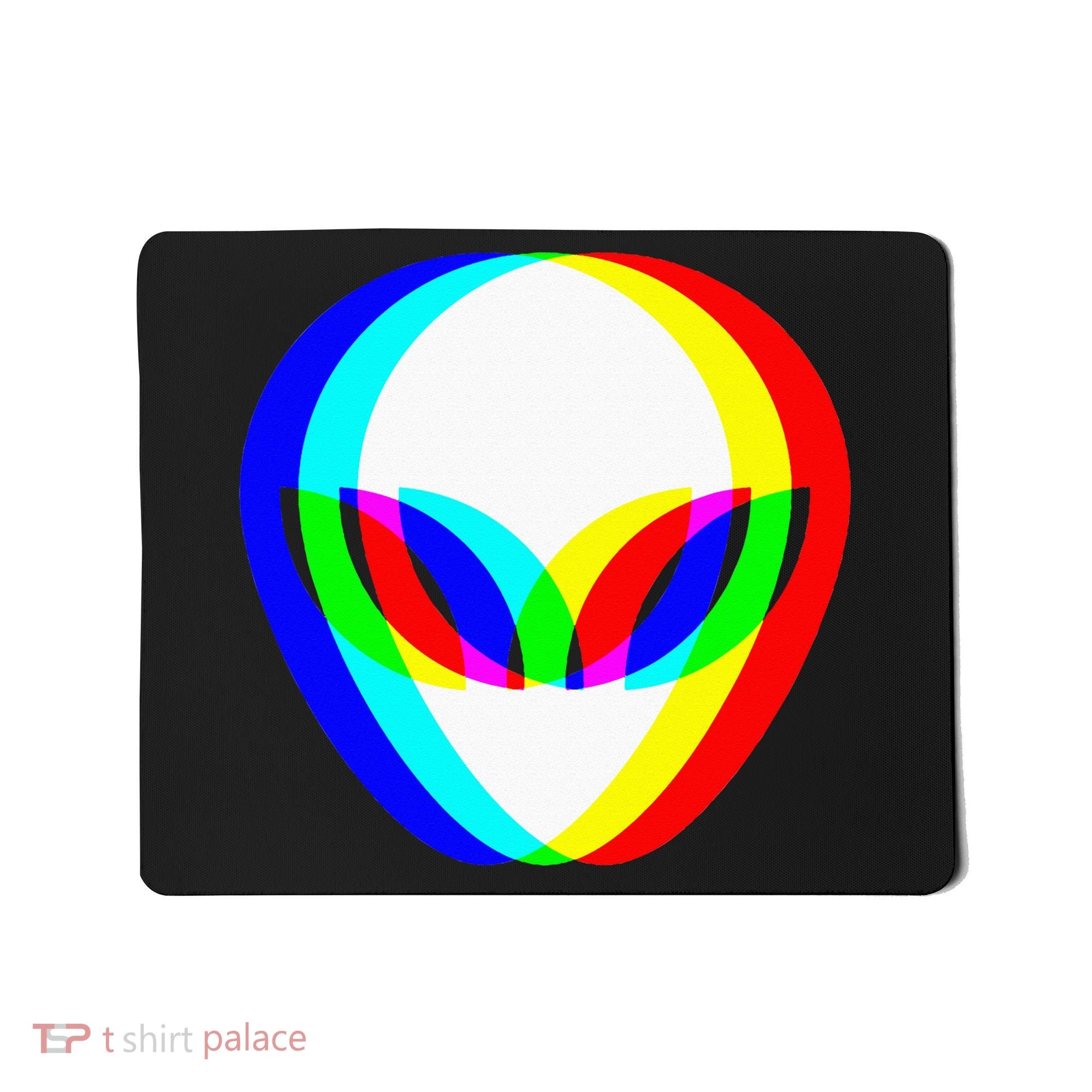 Alien Head Trippy Vaporwave Techno Rave EDM Music Festival Mousepad