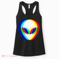 Alien Head Trippy Vaporwave Techno Rave EDM Music Festival Women's Tank Top thumb 0