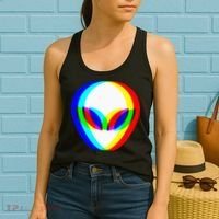 Alien Head Trippy Vaporwave Techno Rave EDM Music Festival Women's Tank Top thumb 2