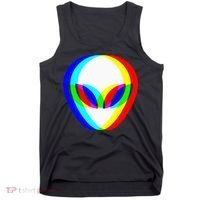 Alien Head Trippy Vaporwave Techno Rave EDM Music Festival Tank Top thumb 0