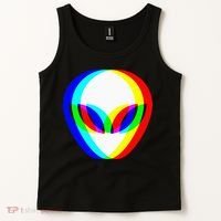 Alien Head Trippy Vaporwave Techno Rave EDM Music Festival Tank Top thumb 2