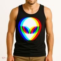Alien Head Trippy Vaporwave Techno Rave EDM Music Festival Tank Top thumb 3