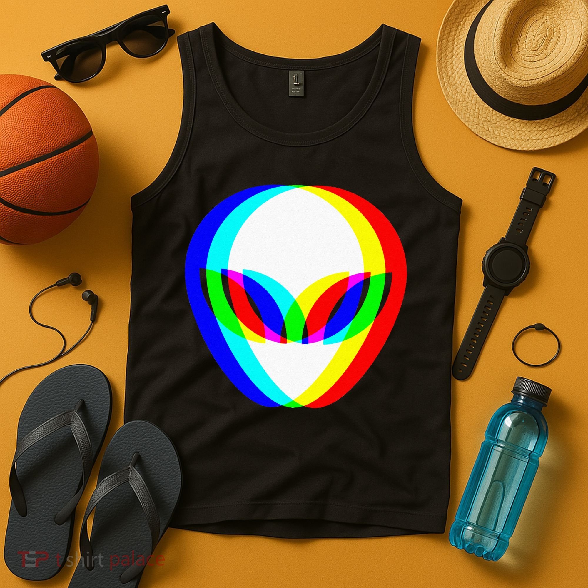 Alien Head Trippy Vaporwave Techno Rave EDM Music Festival Tank Top